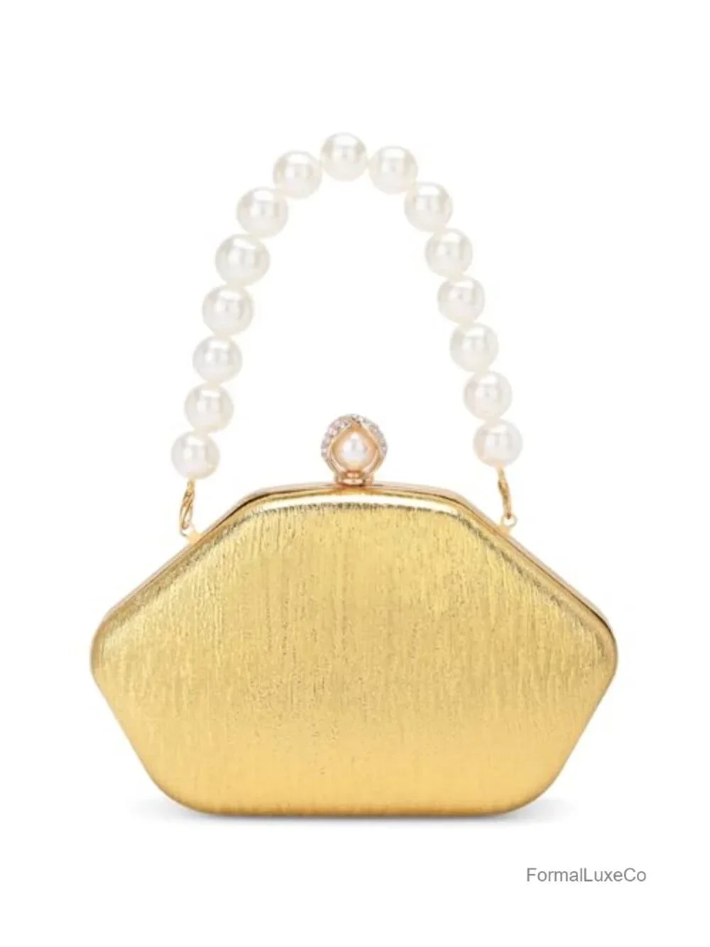 Pearl Beaded Top Handle Clutch Evening Handbag for Wedding Prom Party